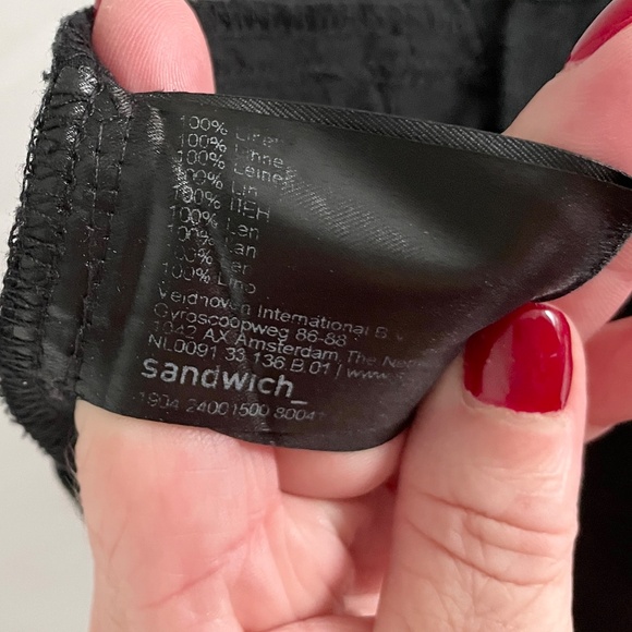 Anthropologie x Sandwich_linen Barrel Ankle Pants Pockets Lagenlook Black Sz S - Picture 12 of 14